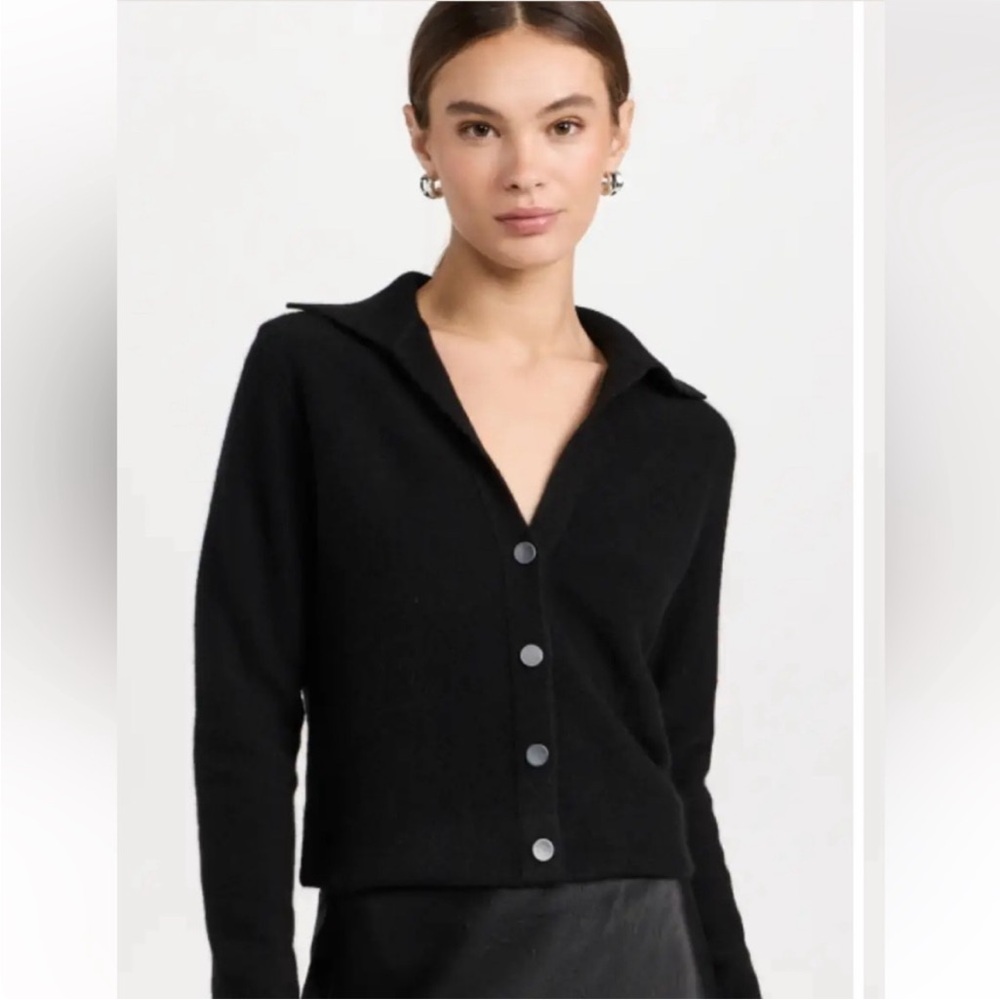 Vince Black Cashmere Button down sweater with polo collar size small